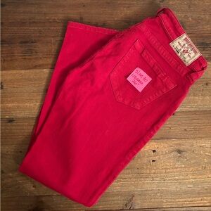 True Religion Women's Vibrant Red Skinny Jeans size 30 (26” inseam)
